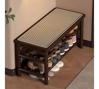 KaBuea Étagère à Chaussures, étagère à Chaussures à 3 Niveaux pour entrée avec Long siège et étagères en Bambou pour Garage, Salon, Chambre, vestiaire