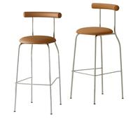 KaBuea Height Bar Stools, PU Leather Upholstered Seat Metal Legs Bar Chair with Backs for Kitchen Pub with Footrest Armless Dining(2pcs Orange,55 cm/21.65 in)