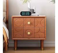 KaBuea Petite Table de Chevet en Bois Massif, Design sculpté, 2 tiroirs de Rangement, Style Milieu du siècle, Aucun Montage requis, idéale for Une Chambre, Une résidence étudiante ou Un Appartement.