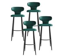 KaBuea PU Leather Bar Stools Set of 1/2/4, Breakfast Tall Bar Chairs with Low Back and Seat, Black Metal Legs, for Kitchen, Cafe, Pub, Restauran(4PCS Green,75cm/29.5in)