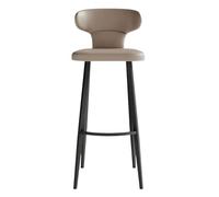 KaBuea PU Leather Bar Stools Set of 1/2/4, Breakfast Tall Bar Chairs with Low Back and Seat, Black Metal Legs, for Kitchen, Cafe, Pub, Restauran(1PCS Gray,55cm/21.65in)