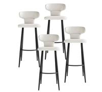 KaBuea PU Leather Bar Stools Set of 1/2/4, Counter Height Stools with Low Back and Seat, Black Metal Legs, for Kitchen Counter, Dining Room, Coffee(4PCS White,55cm/21.65in)