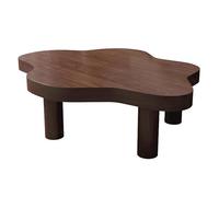 KaBuea Table Basse en Forme de Nuage Centrale à thé d’intérieur irrégulière Mignonne avec 3 Pieds pour Salon Petit Espace, Blanc/Marron