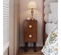 KaBuea Table de Chevet étroite rétro en Bois Massif avec 2 tiroirs, Table d'appoint multifonctionnelle et Meuble de Rangement, idéale for la Chambre, Le Salon et Les Petits espaces.(20cm)