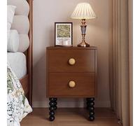 KaBuea Table de Chevet étroite rétro en Bois Massif avec 2 tiroirs, Table d'appoint multifonctionnelle et Meuble de Rangement, idéale for la Chambre, Le Salon et Les Petits espaces.(35cm)