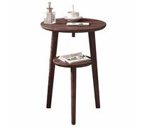 KaBuea Table Ronde compacte en Bambou à 2 Niveaux, Table d'appoint Polyvalente avec Rangement for canapé, Bureau ou Chambre d'étudiant(B)