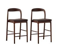 KaBuea Tabouret de Bar à Hauteur de comptoir à Dossier Bas, Pieds et Support arrière en Bois Massif, idéal for la Cuisine, Le café, Le pub et Le Restaurant(2pcs Brown,60 cm/23.62 in)