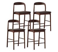 KaBuea Tabouret de Bar à Hauteur de comptoir à Dossier Bas, Pieds et Support arrière en Bois Massif, idéal for la Cuisine, Le café, Le pub et Le Restaurant(4pcs Brown,70 cm/27.56 in)