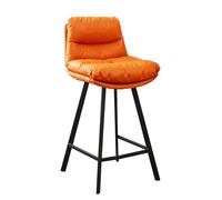 KaBuea Tabouret de Bar à Hauteur de comptoir avec siège rembourré en Cuir PU, Pieds et Dossier en métal for îlot de Cuisine, pub et Salle à Manger(Bright Orange)