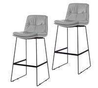 KaBuea Tabouret de Bar Confortable en Cuir PU et Base en métal avec Support arrière for îlot de Cuisine et Restaurant(2PCS Light Gray,75cm/29.5in)