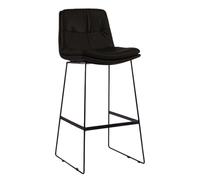 KaBuea Tabouret de Bar en Cuir PU avec Base en métal et Support arrière for comptoir de Cuisine, îlot et Salle à Manger(1PCS Black,75cm/29.5in)