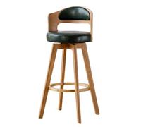 KaBuea Tabouret de Bar Haut pivotant à 360° en Bois Massif avec Dossier et Repose-Pieds, Parfait for îlot de Cuisine, pub et Salle à Manger(Green,77cm/30.3in)