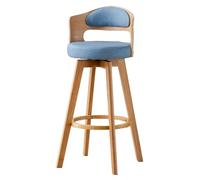 KaBuea Tabouret de Bar Haut pivotant à 360° en Bois Massif avec Dossier et Repose-Pieds, Parfait for îlot de Cuisine, pub et Salle à Manger(Blue,77cm/30.3in)