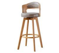 KaBuea Tabouret de Bar Haut pivotant à 360° en Bois Massif avec Dossier et Repose-Pieds, Parfait for îlot de Cuisine, pub et Salle à Manger(Light Brown,77cm/30.3in)