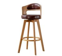 KaBuea Tabouret de Bar Haut pivotant à 360° en Bois Massif avec Dossier et Repose-Pieds, Parfait for îlot de Cuisine, pub et Salle à Manger(Reddish Brown,77cm/30.3in)