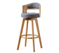 KaBuea Tabouret de Bar pivotant en Bois Massif avec Dossier et Repose-Pieds, Parfait for l'îlot de Cuisine, Le Bar à Domicile et Le Coin Petit-déjeuner(Gray)