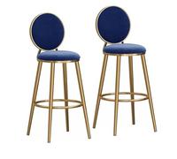 KaBuea Tabourets de Bar Hauts pivotants de 25,6"/29,5", Ensemble de 2 chaises de Bar rembourrées en Velours avec Dossier, sièges d'îlot de Cuisine à Hauteur de comptoir for pub(Gold-Blue,65cm/25.6in)