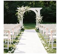 KaBuea Tapis d'allée de Mariage Blanc, Tapis de Sol résistant à l'usure, idéal for Les Mariages à l'église, Les fêtes dans Le Jardin et Les rassemblements en Plein air(3'3" x 49'3" (Rectangular))