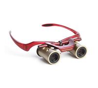 Kabukiglasses Opéra Théâtre jumelle 4 x 13 mm, Mise au Point Automatique Mains Libres avec Objectif Ultra Lumineux, Doré/Rouge