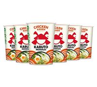 Kabuto Noodles | Nouilles instantanées au poulet saveur ramen | Lot de 6 pots instantanés de 65 g