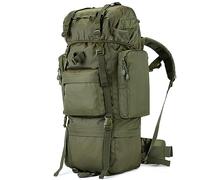 Kabxhueo 100L Sacs à Dos de randonnée avec Housse de Pluie et Cadre Interne Grande Sac à Dos Trekking Homme Femme Sac a Dos Imperméable Survie Complet pour Camping, Voyage, Chasse, Escalade,Vert,100L