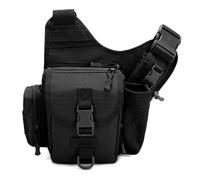 Kabxhueo Mini Sac à Bandoulière Sac d'Epaule Tactique Militaire Molle Sac de Ceinture Imperméable Sacoche Bandoulière de Multifonction pour Randonnée Camping Cyclisme Voyage Pêche,Noir