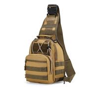 Kabxhueo Sac à Bandoulière Tactique Imperméable Sacoche Homme Bandouliere Sac de Poitrine Grande Capacité Sac Antivol pour Homme & Femmepour Voyage Camping, randonnée, Gym,Kaki