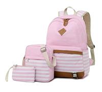 Kabxhueo Sac à Dos Femme, Unisexe Loisir Backpack Filles Mignon Cartable Sac d'école pour 15.6 Pouce Laptop Nylon Imperméable Daypacks Adulte Fashion Décontracté Bag College Pack,Rose