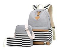 Kabxhueo Sac à Dos Femme, Unisexe Loisir Backpack Filles Mignon Cartable Sac d'école pour 15.6 Pouce Laptop Nylon Imperméable Daypacks Adulte Fashion Décontracté Bag College Pack,Gris