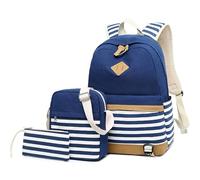 Kabxhueo Sac à Dos Femme, Unisexe Loisir Backpack Filles Mignon Cartable Sac d'école pour 15.6 Pouce Laptop Nylon Imperméable Daypacks Adulte Fashion Décontracté Bag College Pack,Bleu