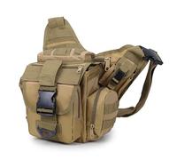 Kabxhueo Sacoche Appareil Photo Sac pour Appareil Photo Tactique Militaire extérieur étanche Anti-Shock Camera Case Sac, Numérique Sac Bandoulière, Compartiments, pour SLR DSLR, Câbles,Kaki