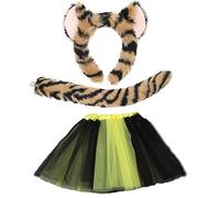 KACCDE 1/2/3/4 pièces costume de léopard pour enfants filles oreilles de léopard bandeau, queue, nœud papillon, queue, tutu jupe animal accessoires de cosplay