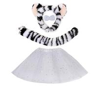 KACCDE 1/2/3/4 pièces costume de léopard pour enfants filles oreilles de léopard bandeau, queue, nœud papillon, queue, tutu jupe animal accessoires de cosplay