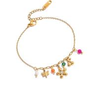 KACCDE Bijoux floraux réglables en acier inoxydable inspiré du printemps avec chaîne d'extension, taille unique, Comme décrit
