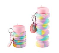 KACCDE Bouteilles d'eau avec paille en silicone pour camping, sport, voyage, cyclisme, bouilloire pliable anti-fuite, bouteille pliable en silicone