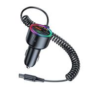 KACCDE Chargeur de voiture USB 77 W PD65 W compatible Bluetooth avec câble spiralé pour utilisation du véhicule, moniteur de musique USB de voiture