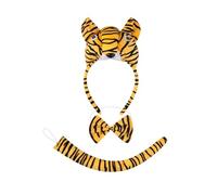 KACCDE Costume d'animal de tigre pour enfants et filles, oreilles de tigre, bandeau, nœud papillon, autocollant, queue de tigre, pour Halloween, cosplay, fête