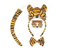 KACCDE Costume d'animal de tigre pour enfants et filles, oreilles de tigre, bandeau, nœud papillon, autocollant, queue de tigre, pour Halloween, cosplay, fête