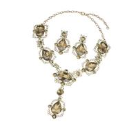 KACCDE Ensemble collier et boucles d'oreilles en cristal à la mode en alliage portable avec boucles d'oreilles et collier pour les fêtes