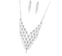 KACCDE Ensemble collier et boucles d'oreilles sophistiqués en strass en cristal élégant avec pampilles - Accessoire de fête de mariage élégant
