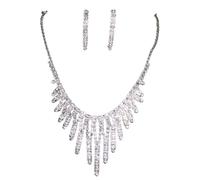 KACCDE Ensemble collier et boucles d'oreilles sophistiqués en strass en cristal élégant avec pampilles - Accessoire de fête de mariage élégant