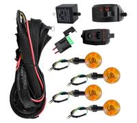 KACCDE Ensemble de clignotants pour moto avec faisceau de câblage complet et klaxon clignotant pour une installation simple et une utilisation durable