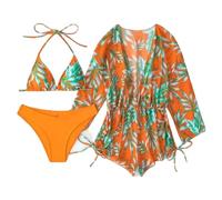 KACCDE Ensemble de maillot de bain 3 pièces imprimé floral séparé haut bas maillot de bain pour plage et piscine avec rembourrage