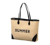 KACCDE Grand sac de plage tissé avec motif brodé, sac à main de vacances, sac à main avec poignée supérieure pour natation, voyage, salle de sport, Noir , One Size