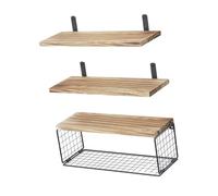 KACCDE Lot de 3 étagères murales polyvalentes en bois robuste pour salle de bain - Accessoire pour articles de toilette et décoration