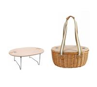 KACCDE Panier en osier élégant pouvant contenir une couverture complète de vaisselle et un récipient rafraîchissant, parfait pour les escapades privées, panier repas en plein air avec réfrigérateur