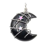KACCDE Pendentif en forme de croissant d'étoile enveloppé de fil de fer - Tendance - Pendentif lune et étoile - Pierre naturelle - Accessoire pour un usage quotidien