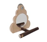 KACCDE Perchoirs miroir pour oiseaux en bois avec nuages - Échelle d'escalade - Plate-forme de saut - Jouet pour le divertissement en cage