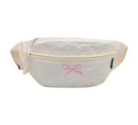 KACCDE Sac de poitrine en toile pour femme, sac à bandoulière spacieux avec sangle réglable pour les voyages courts et les aventures en plein air, tenue assortie avec nœuds, blanc, One Size