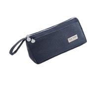 KACCDE Trousse à crayons en velours côtelé avec 2 compartiments pour étudiants et adultes - Grande capacité - Trousse de maquillage de voyage avec poignée, bleu